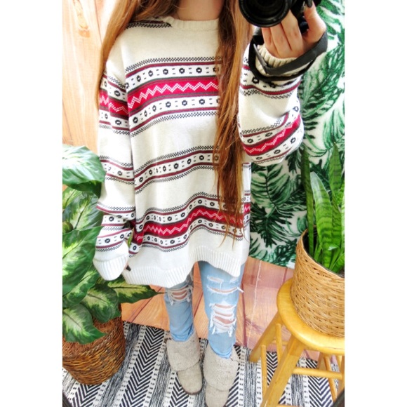 Vintage Sweaters - Vintage fair isle oversized chunky knit sweater 🌲